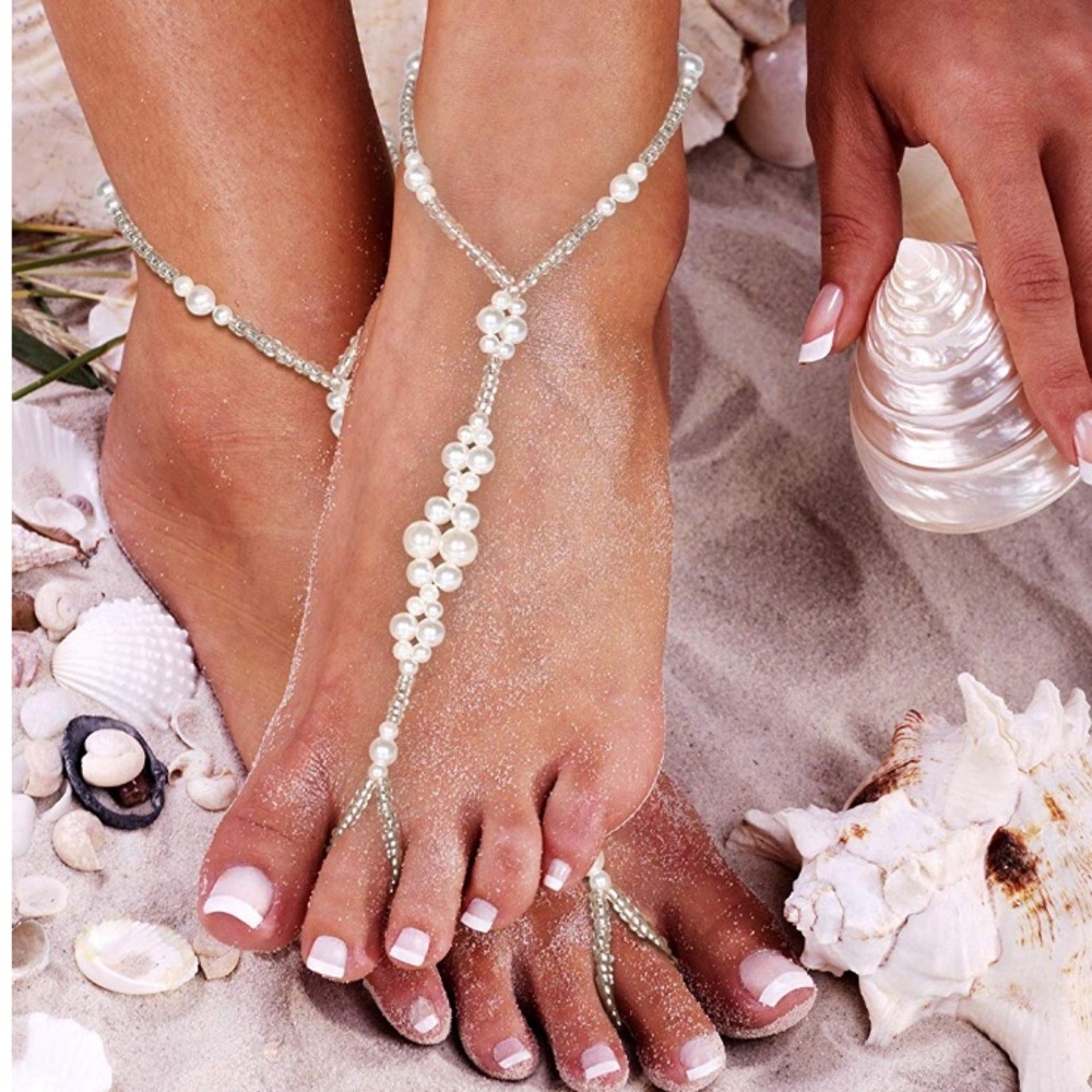 🆕📿Beaded Feet Jewelry Anklets Pearl Shell Silver Gold Assorted - Picture 4 of 9